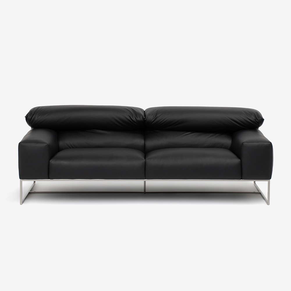 erba（エルバイタリア）ソファ 3人掛け「フォーエバーヤング」幅198cm 革#C ブラック色【お手入れキットの特典付き】
