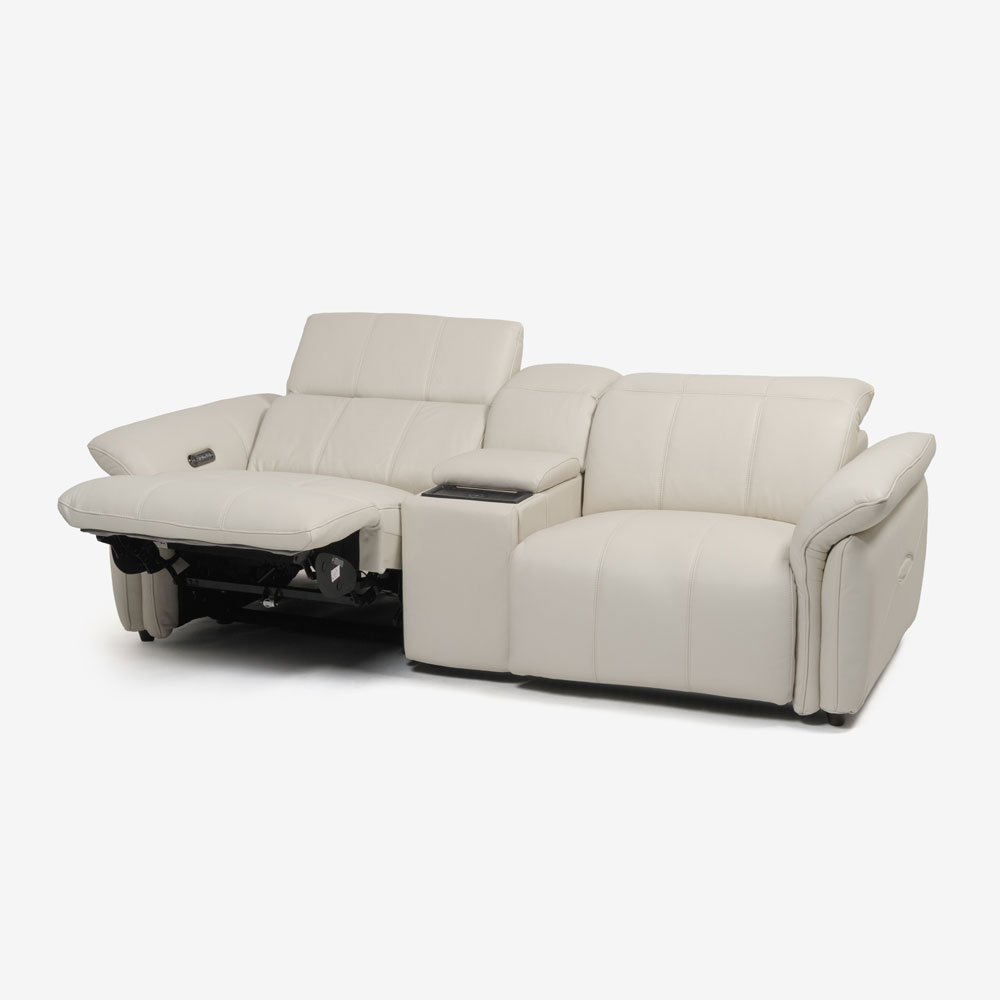 電動リクライニングソファ3点セット「L/S Motion 74(エルエスモーション74)」ユニットテーブル付 幅234cm 革#H/S-521E フロスト色
