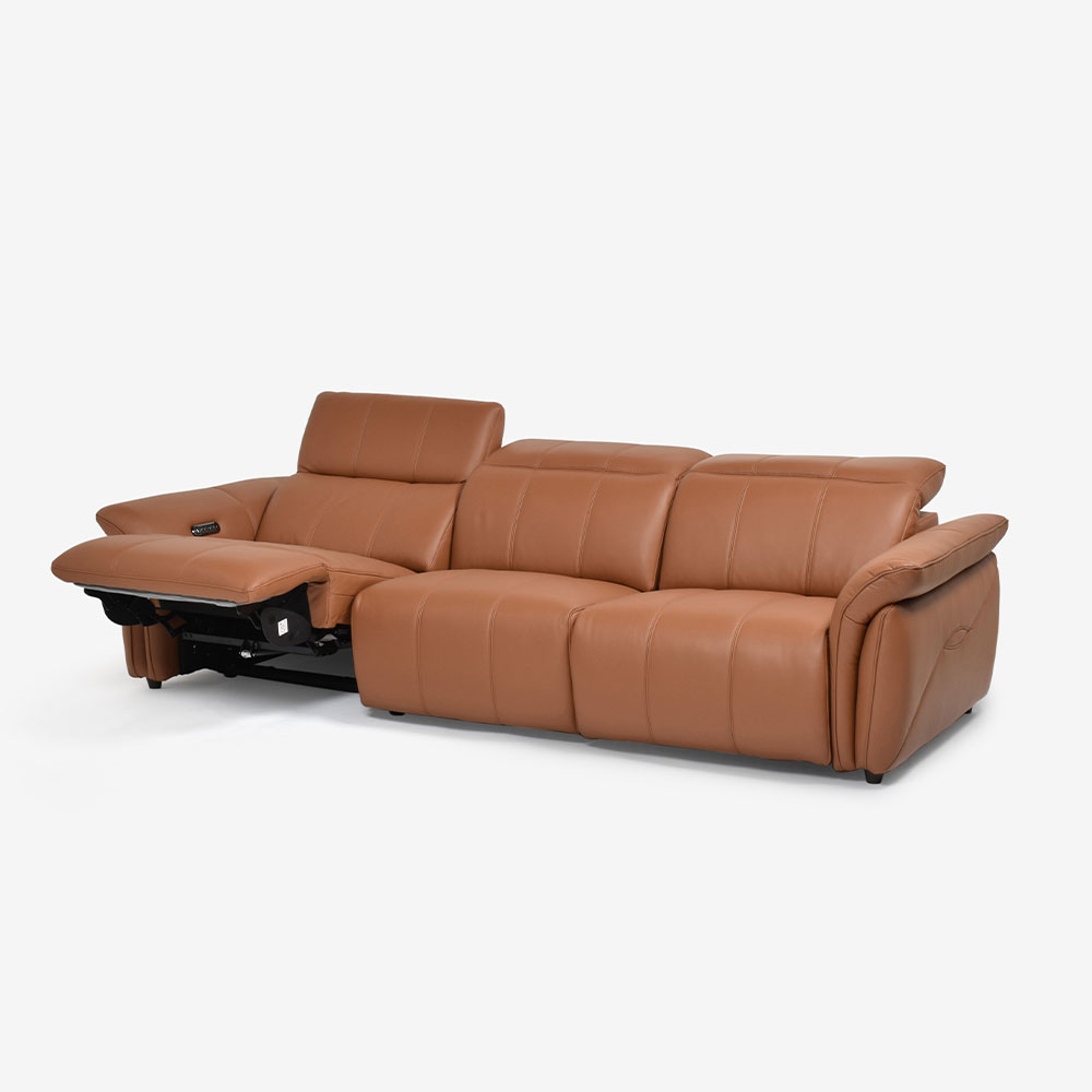 電動リクライニングソファ3点セット「L/S Motion 74（エルエスモーション74）」幅276cm 革#H/S-334E ペカンブラウン色