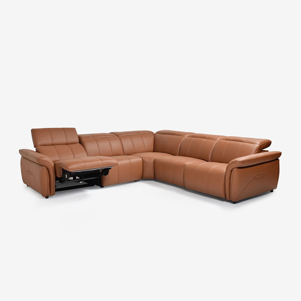 電動リクライニングコーナーソファ5点セット「L/S Motion 74（エルエスモーション74）」幅297cm 革#H/S-334E ペカンブラウン色