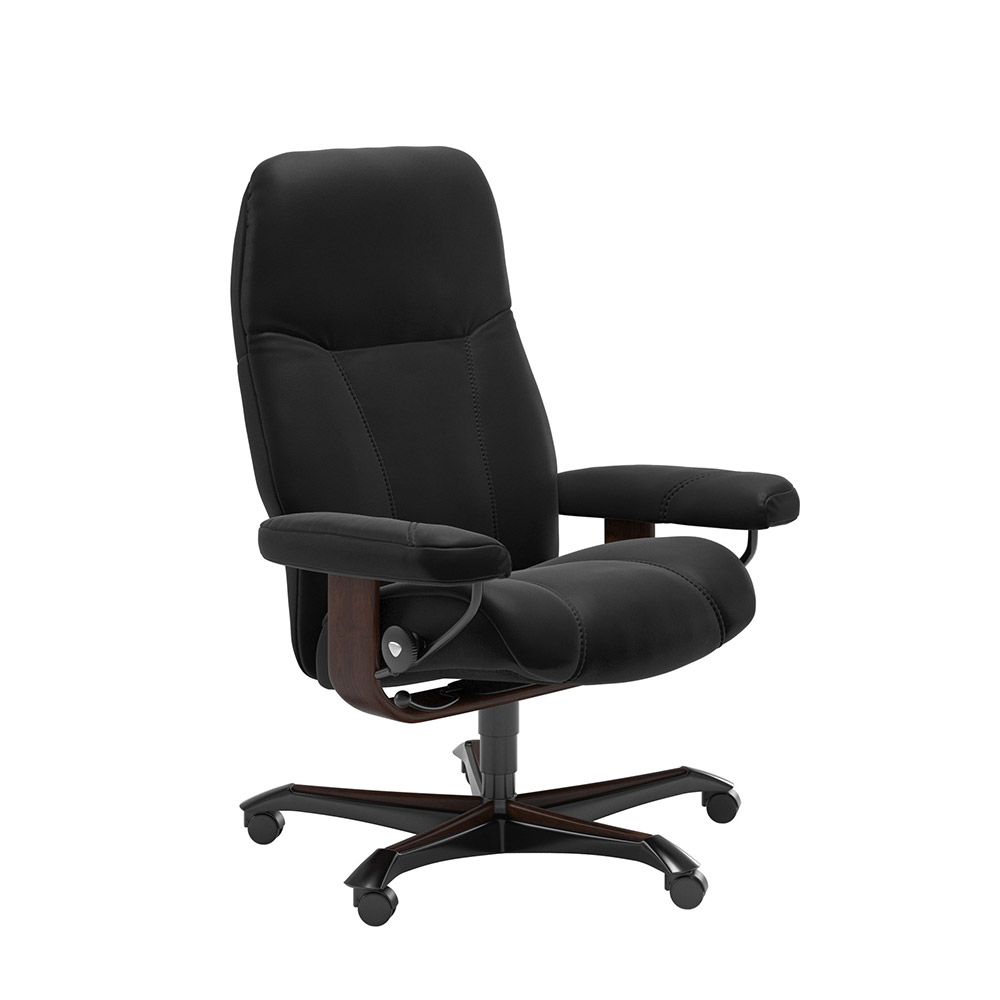 EKORNES(エコーネス)デスクチェア「ストレスレス コンサル20(M)オフィス」革#パロマ ブラック/木部ブラウン