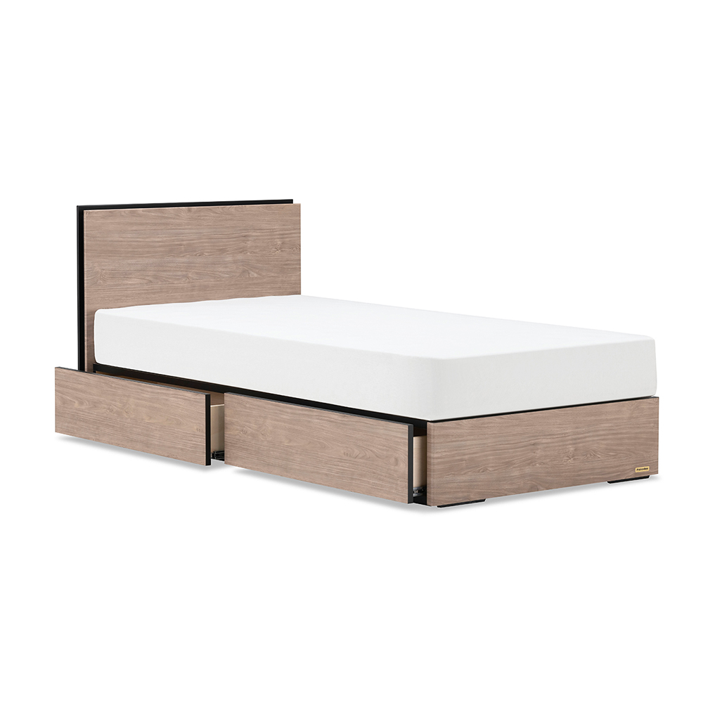 FranceBed（フランスベッド）ベッドフレーム「BG-001 DR」引出しタイプ すのこ床板 コンセント付き アッシュグレー色