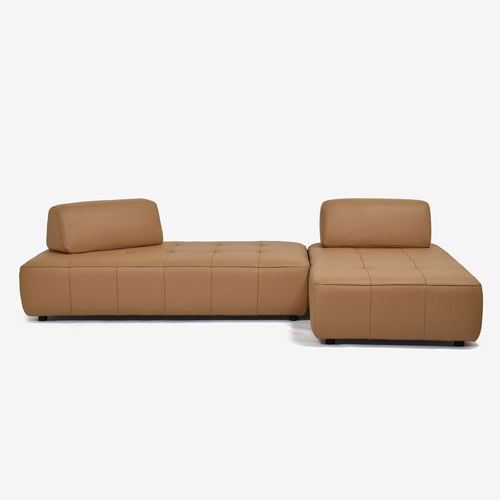 ソファ4点セット「ボラボラ」ソファベース＋ラブソファベース＋背クッション2個 幅298cm 革#H-674E キャメル色
