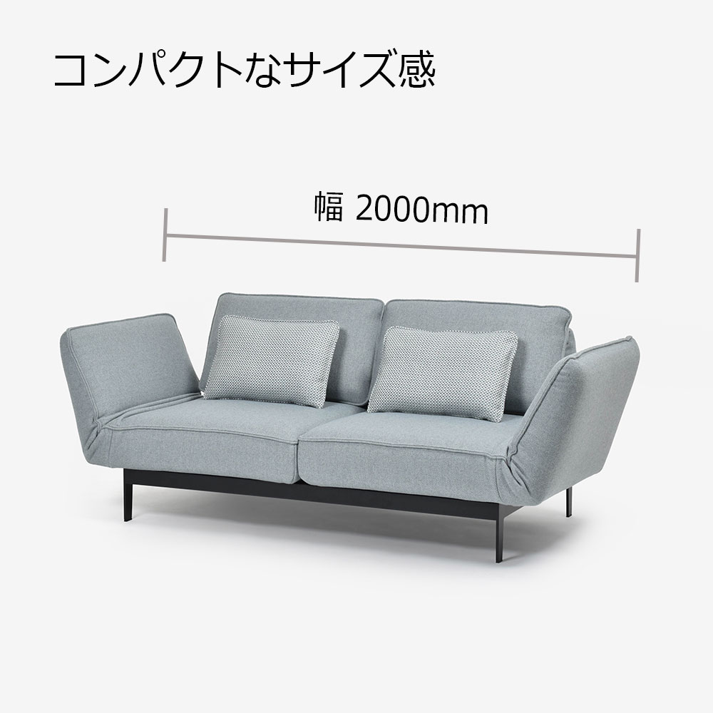 ROLF BENZ（ロルフベンツ）ソファ「MERA-N メラN」幅200cm 布#28.103 本体ストーングレー色　※クッション2個付