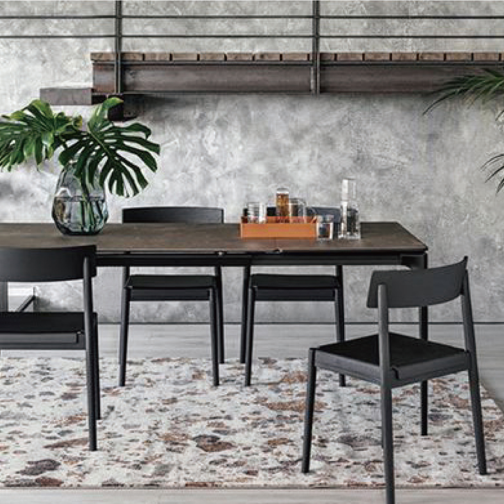 Calligaris（カリガリス）伸長式ダイニングテーブル「Silhouette CS4125-R」 幅160-220cm 天板セラミックガラス