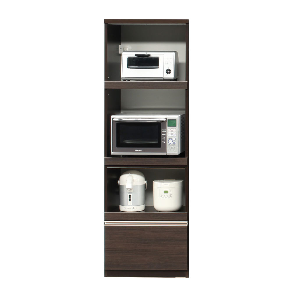レンジボード「メッカ2 60」幅59cm 奥行42cm 高さ178cm ダーク色【セール対象品のため5%OFF】