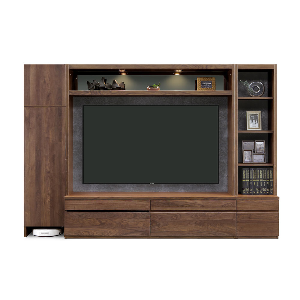 テレビボード「ピエドラ」ウォールナット材 3点セット 幅270cm【セール対象品のため5%OFF】