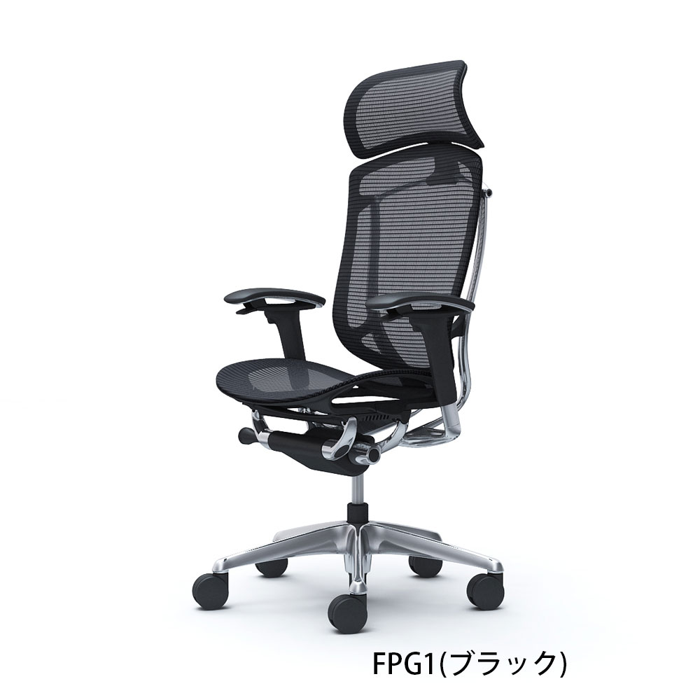「コンテッサセコンダ」座面/メッシュ フレーム/ポリッシュ ボディーカラー/ブラック 大型ヘッドレスト 張地全13色 ランバーサポート有・無【受注生産品】okamura(オカムラ)