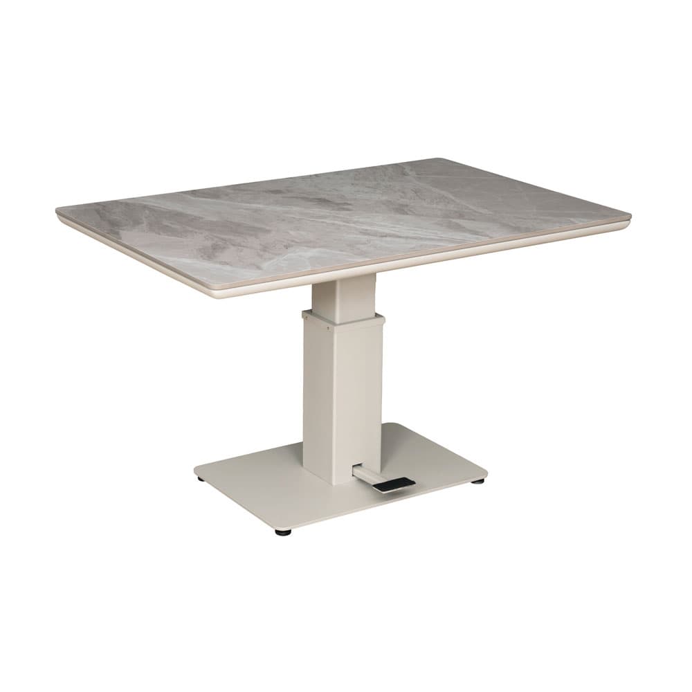 昇降式テーブル「アレット2」幅120cm 高さ57〜74cm セラミック天板 BE/スモークグレイ色