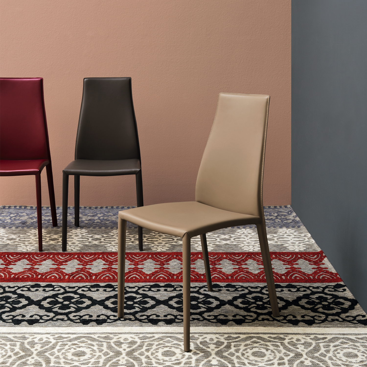 Calligaris（カリガリス）ダイニングチェア「Aida CS1484」革マッドブラウン色