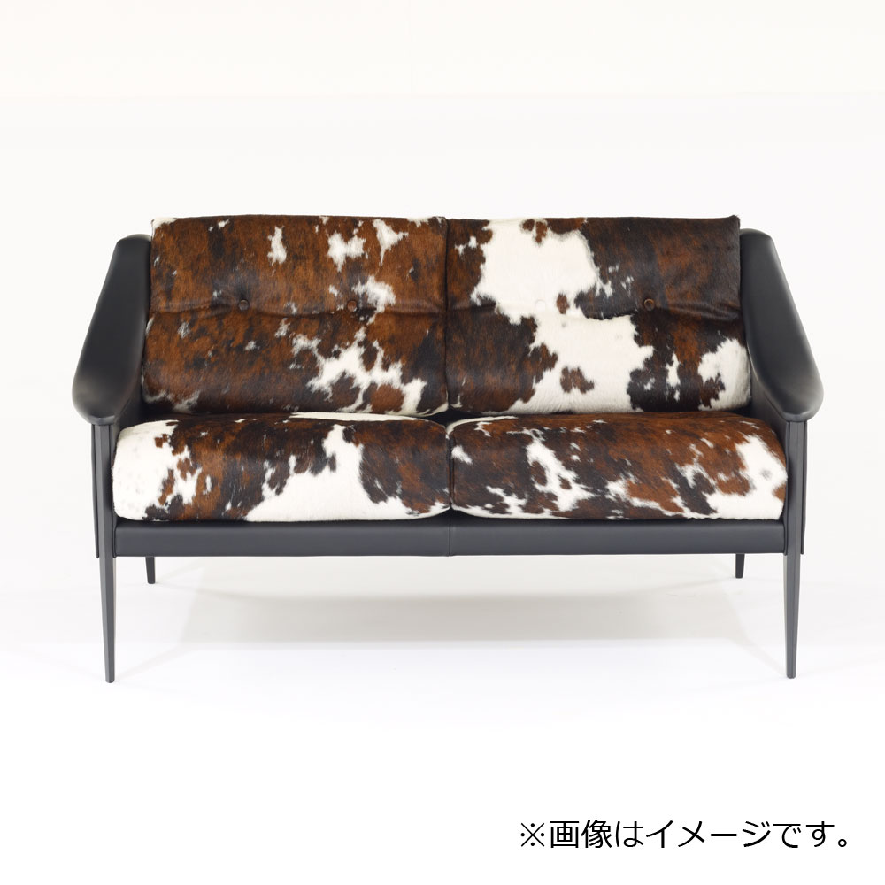 PoltronaFrau（ポルトローナ・フラウ）ラブソファ「デッザ」革ブラック色 座面カウスキン