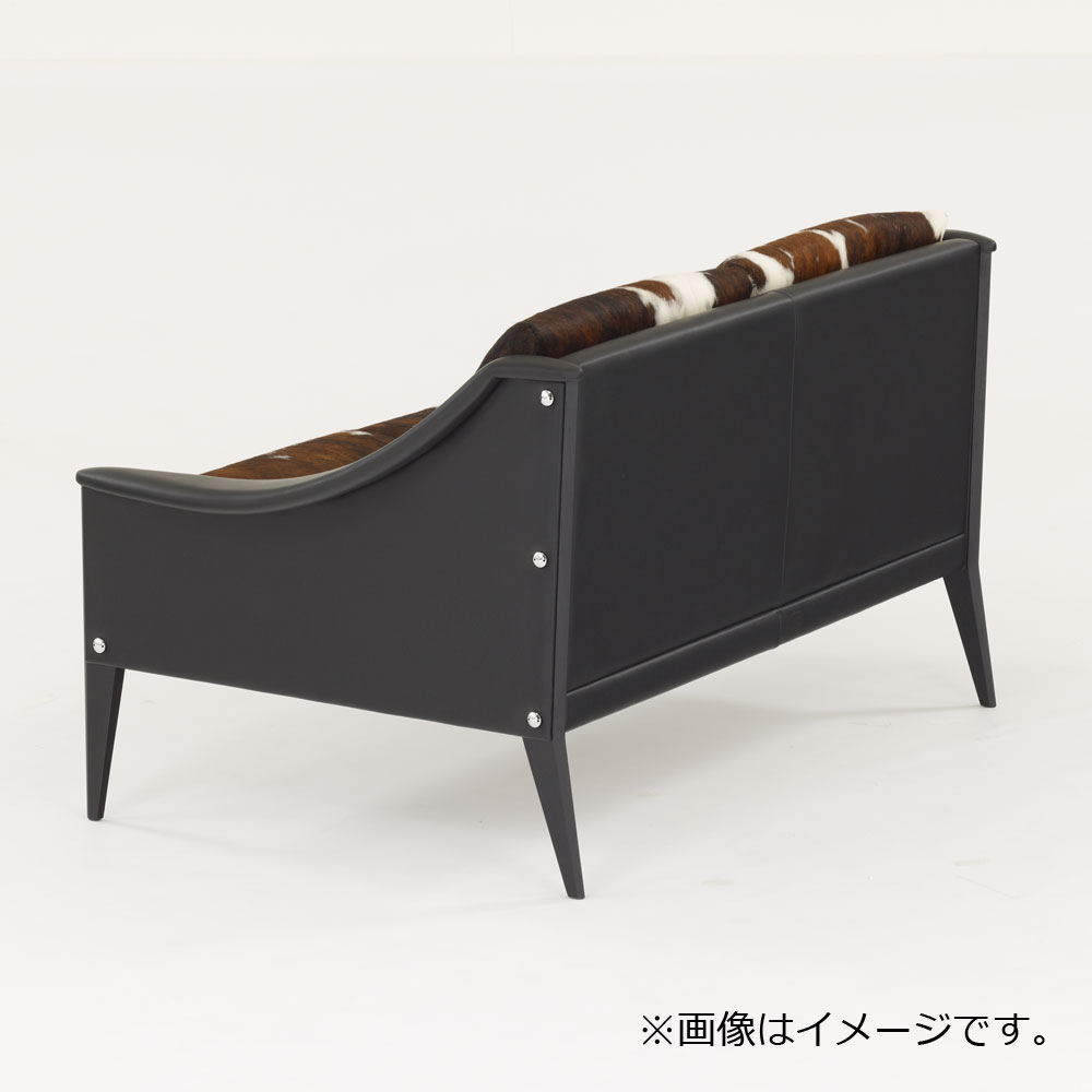 PoltronaFrau（ポルトローナ・フラウ）ラブソファ「デッザ」革ブラック色 座面カウスキン