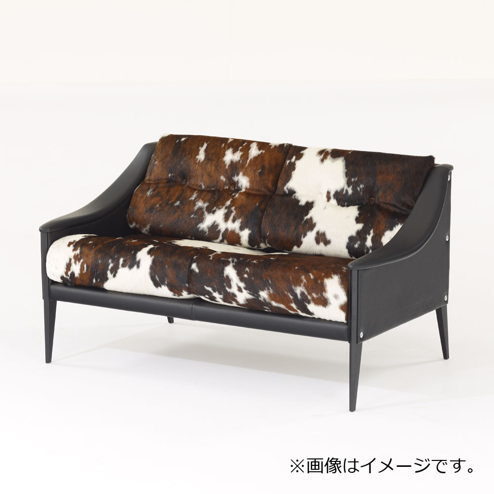 PoltronaFrau（ポルトローナ・フラウ）ラブソファ「デッザ」革ブラック色 座面カウスキン