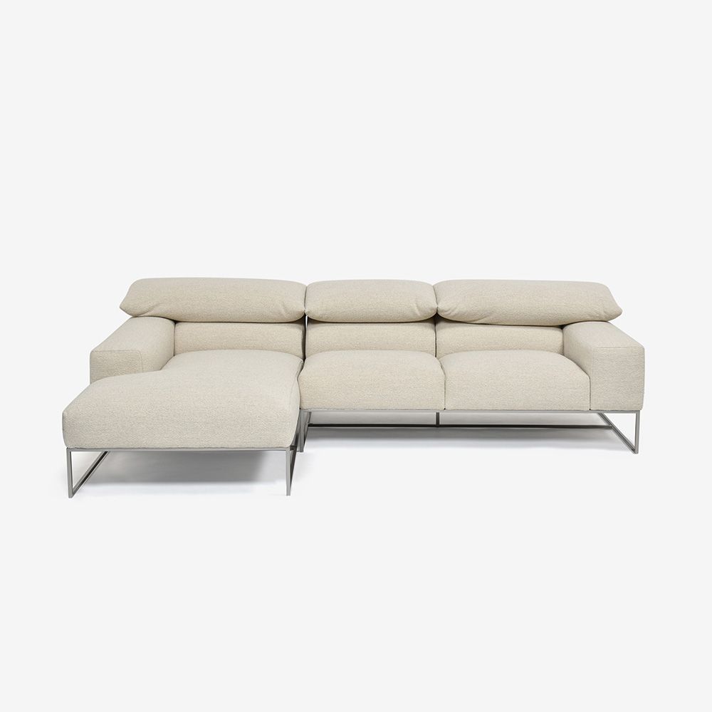 erba(エルバイタリア)カウチソファ2点セット 向って左カウチ「フォーエバーヤング」幅250cm 布#SUPER ブークレ ベージュ色【お手入れキットの特典付き】