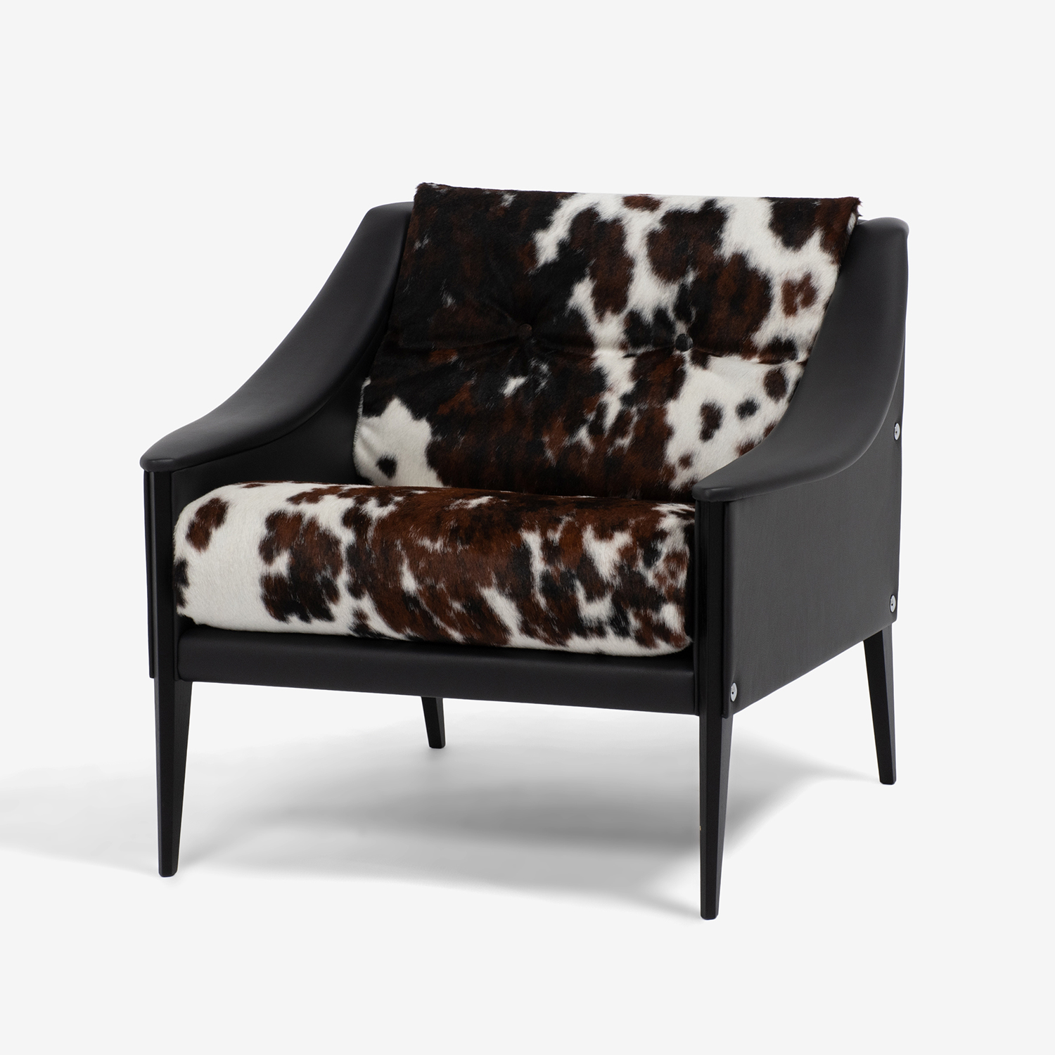 PoltronaFrau（ポルトローナ・フラウ）アームチェア「デッザ」ローバックタイプ 革ブラック色 座面カウスキン