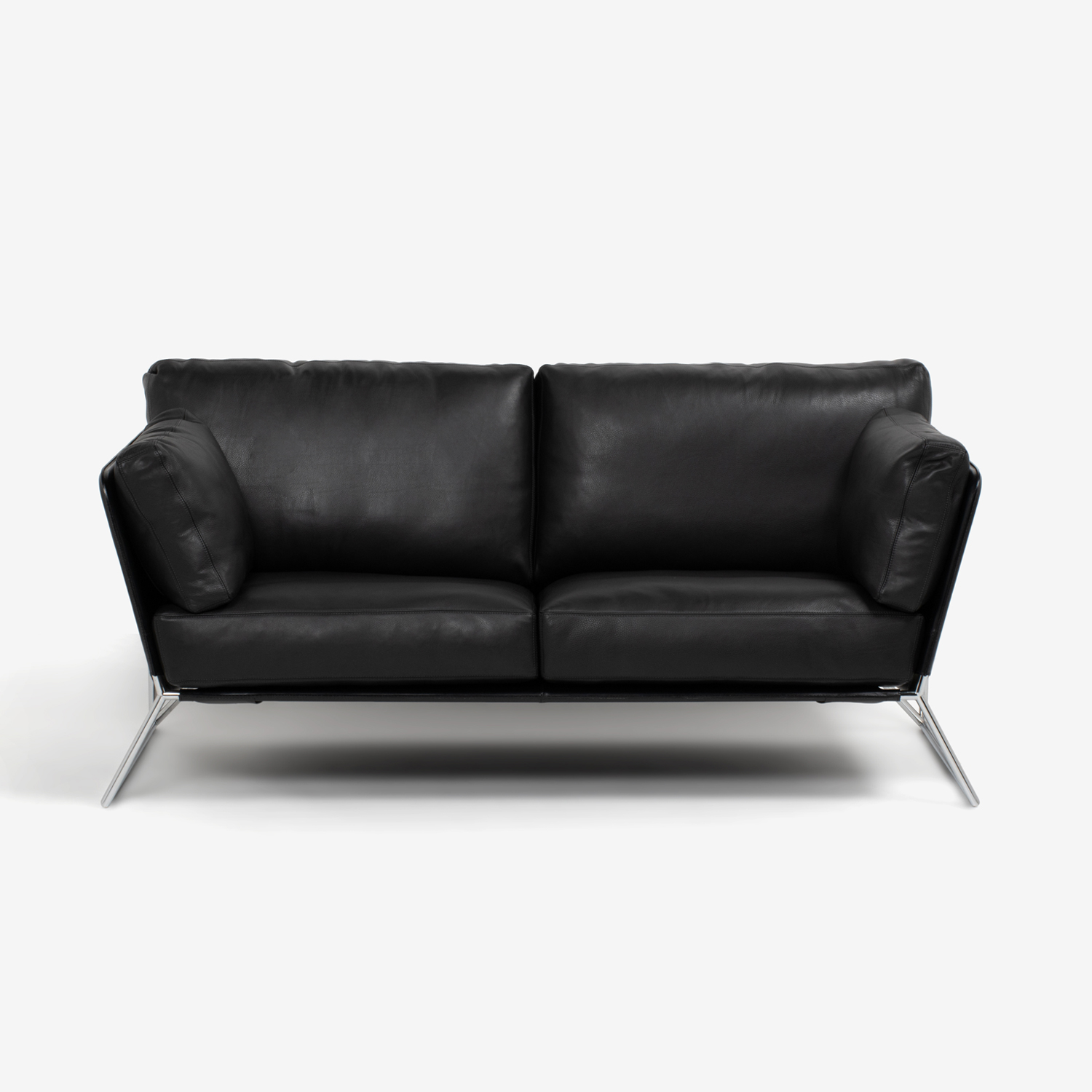 erba（エルバイタリア）2.5ソファ「トラス」革 ブラック色【お手入れキットの特典付き】