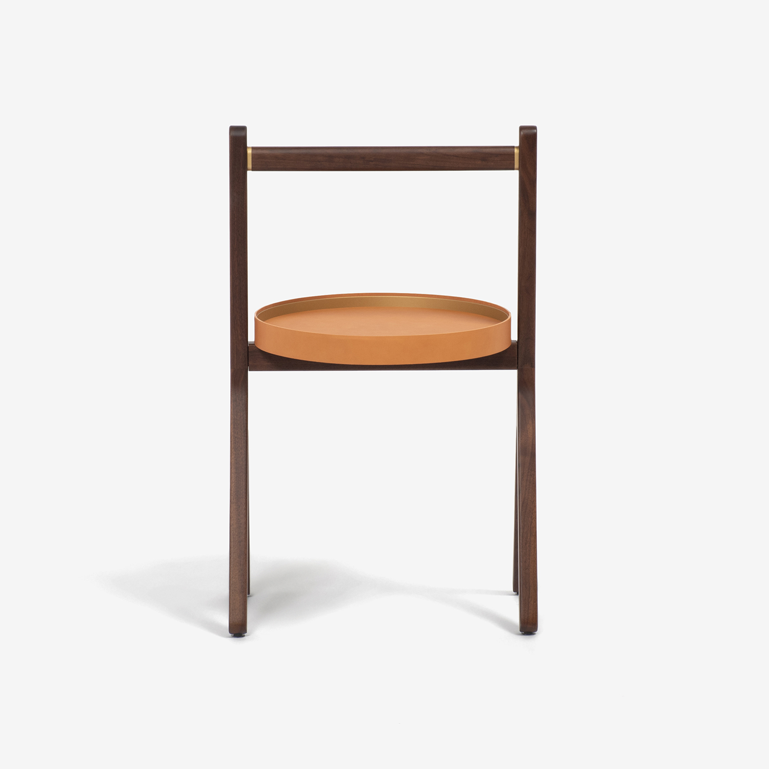 PoltronaFrau（ポルトローナ・フラウ）サイドテーブル「レン」革キャメル色 ウォールナット材