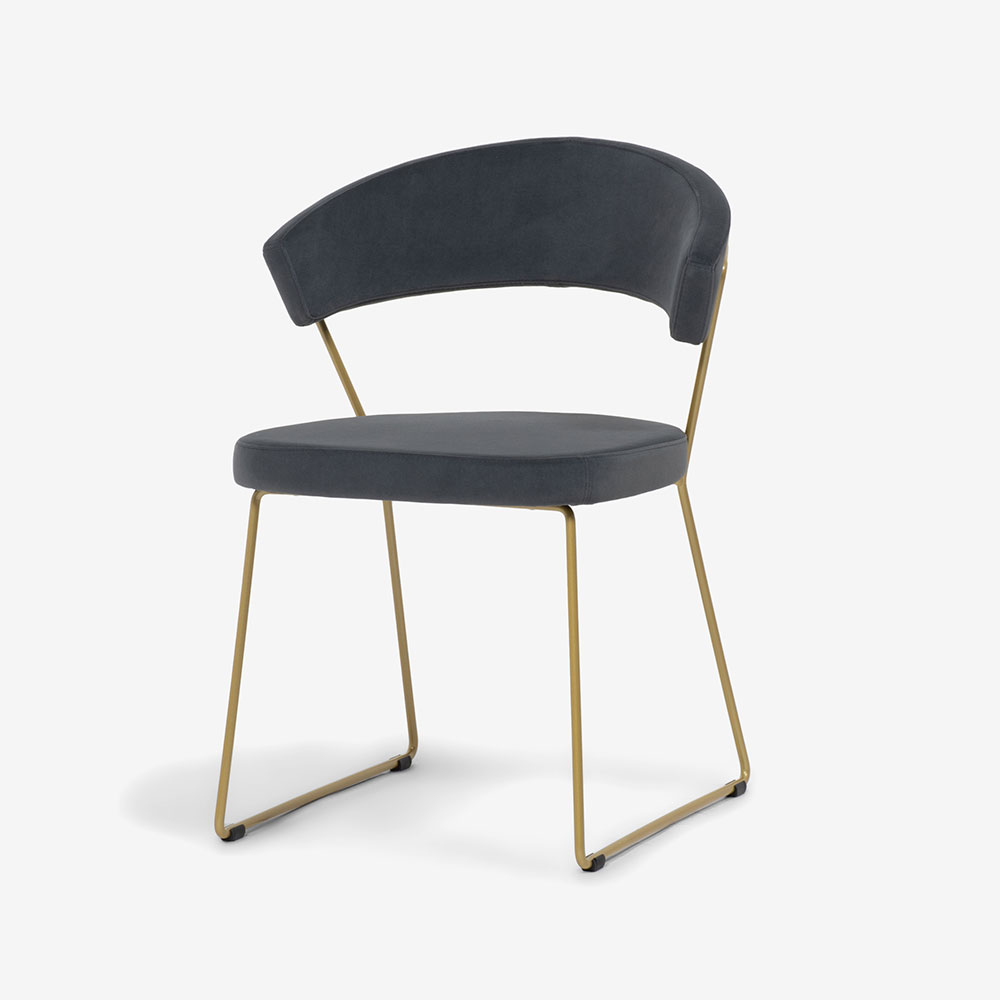 Calligaris（カリガリス）ダイニングチェア「New York CB1022」布グレー SLQ/脚部ブラス色 P33L