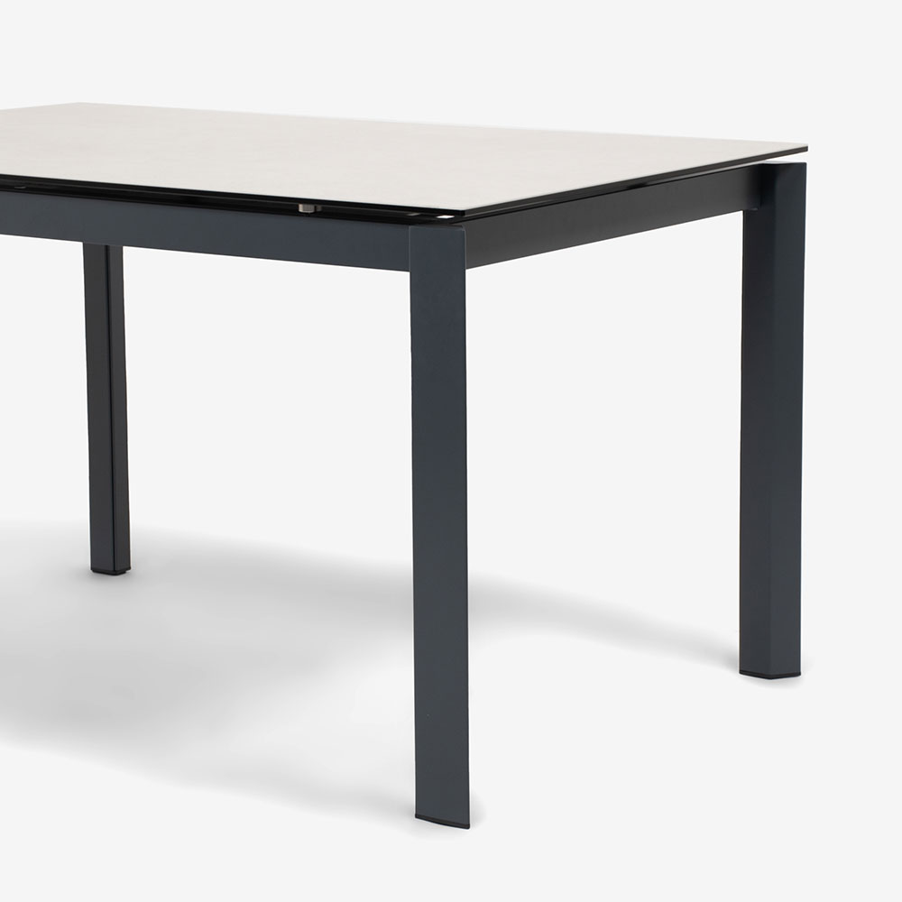 Calligaris（カリガリス）伸長式ダイニングテーブル「Duca CS4089」幅130-190cm 天板セラミック：ソルトホワイト/脚部スチール：マットグレー