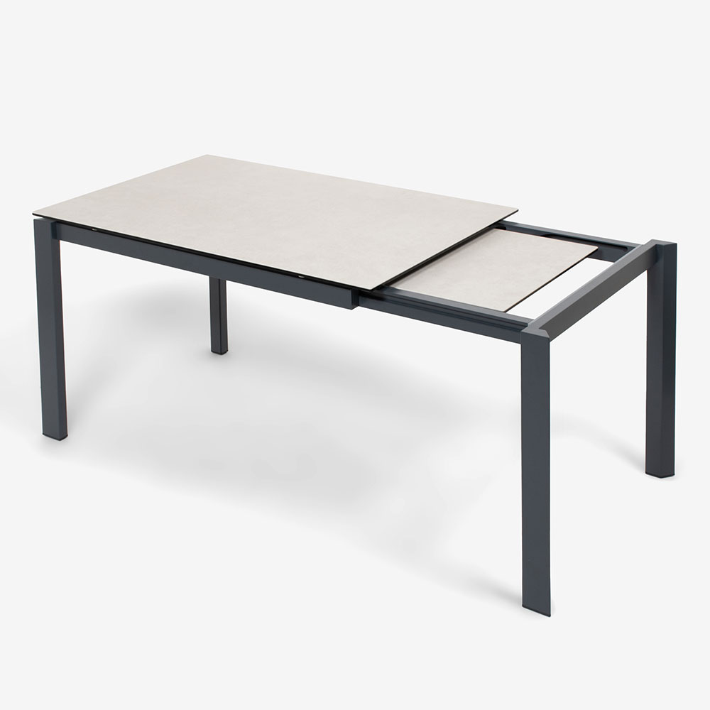 Calligaris（カリガリス）伸長式ダイニングテーブル「Duca CS4089」幅130-190cm 天板セラミック：ソルトホワイト/脚部スチール：マットグレー