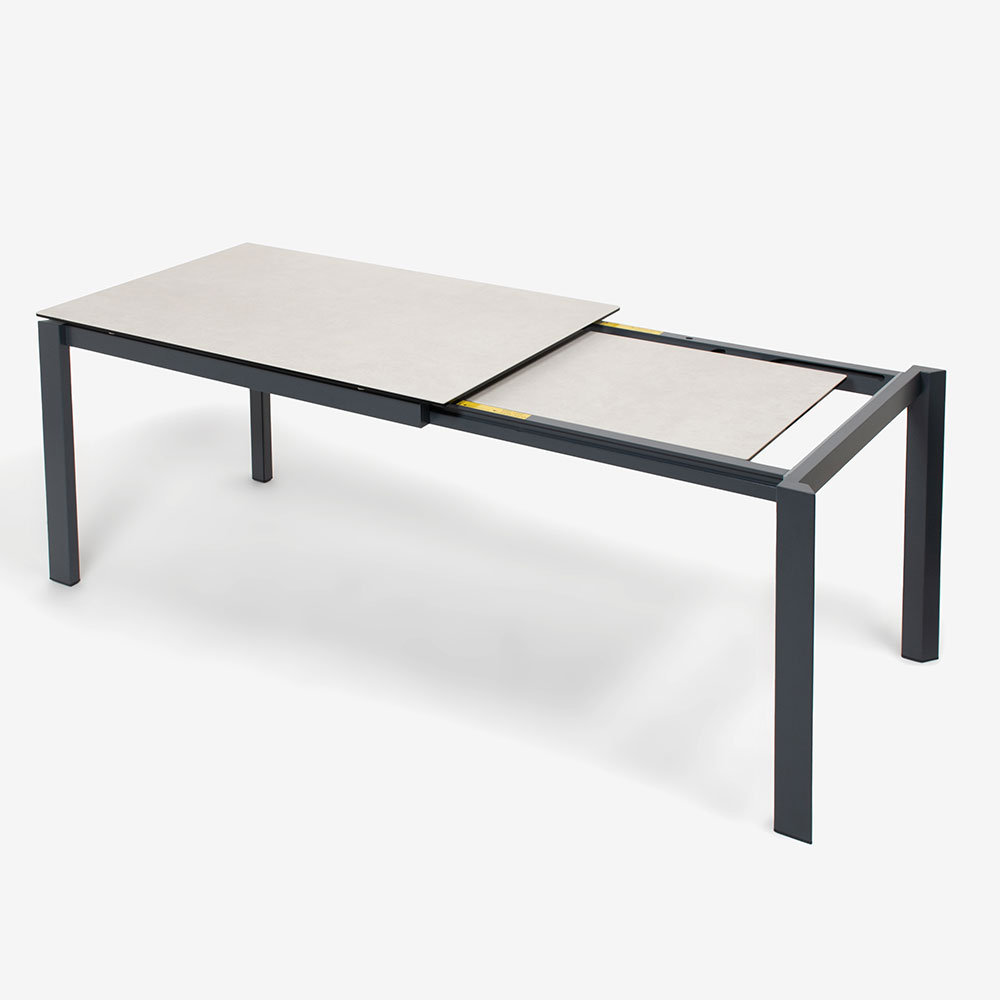 Calligaris（カリガリス）伸長式ダイニングテーブル「Duca CS4089」幅130-190cm 天板セラミック：ソルトホワイト/脚部スチール：マットグレー