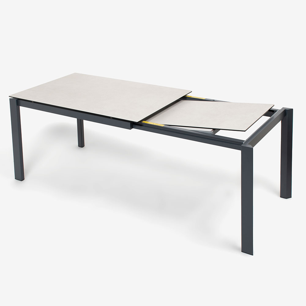 Calligaris（カリガリス）伸長式ダイニングテーブル「Duca CS4089」幅130-190cm 天板セラミック：ソルトホワイト/脚部スチール：マットグレー