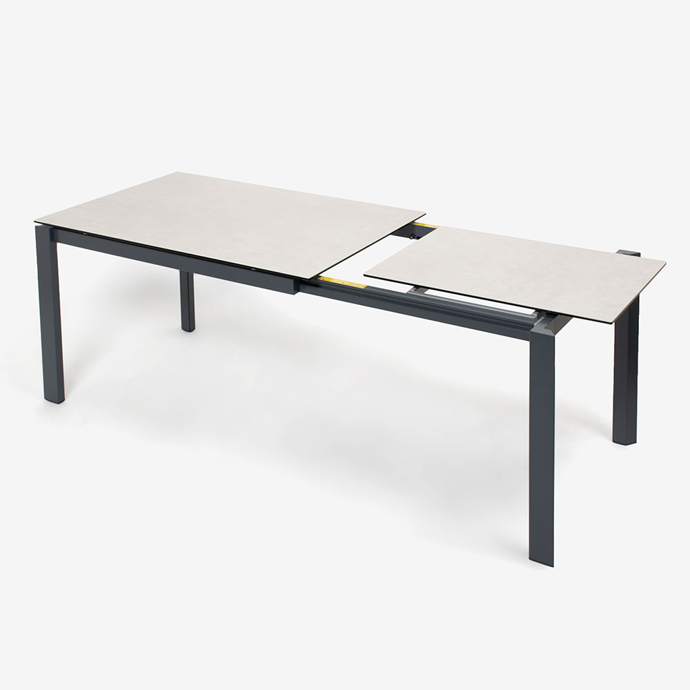 Calligaris（カリガリス）伸長式ダイニングテーブル「Duca CS4089」幅130-190cm 天板セラミック：ソルトホワイト/脚部スチール：マットグレー