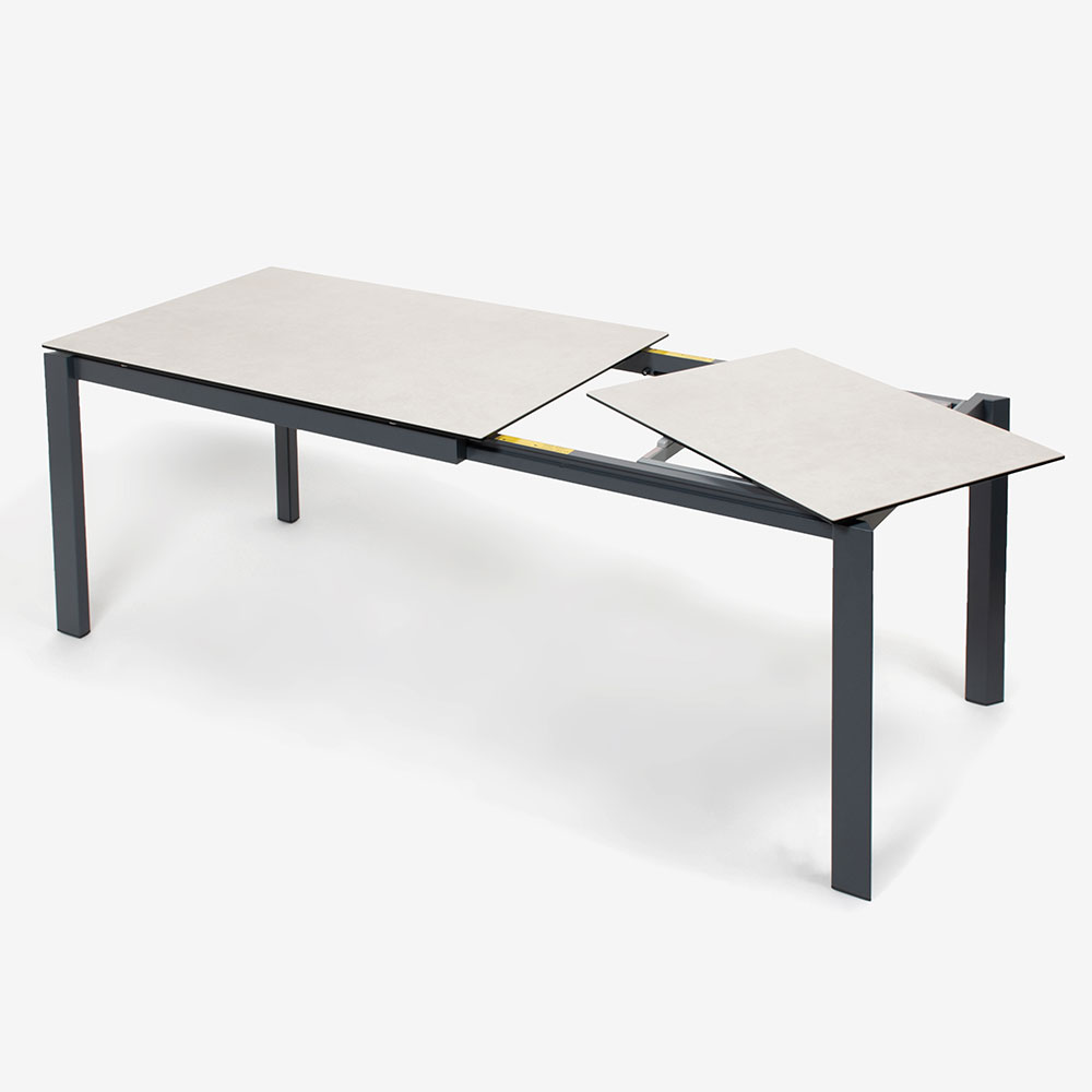 Calligaris（カリガリス）伸長式ダイニングテーブル「Duca CS4089」幅130-190cm 天板セラミック：ソルトホワイト/脚部スチール：マットグレー