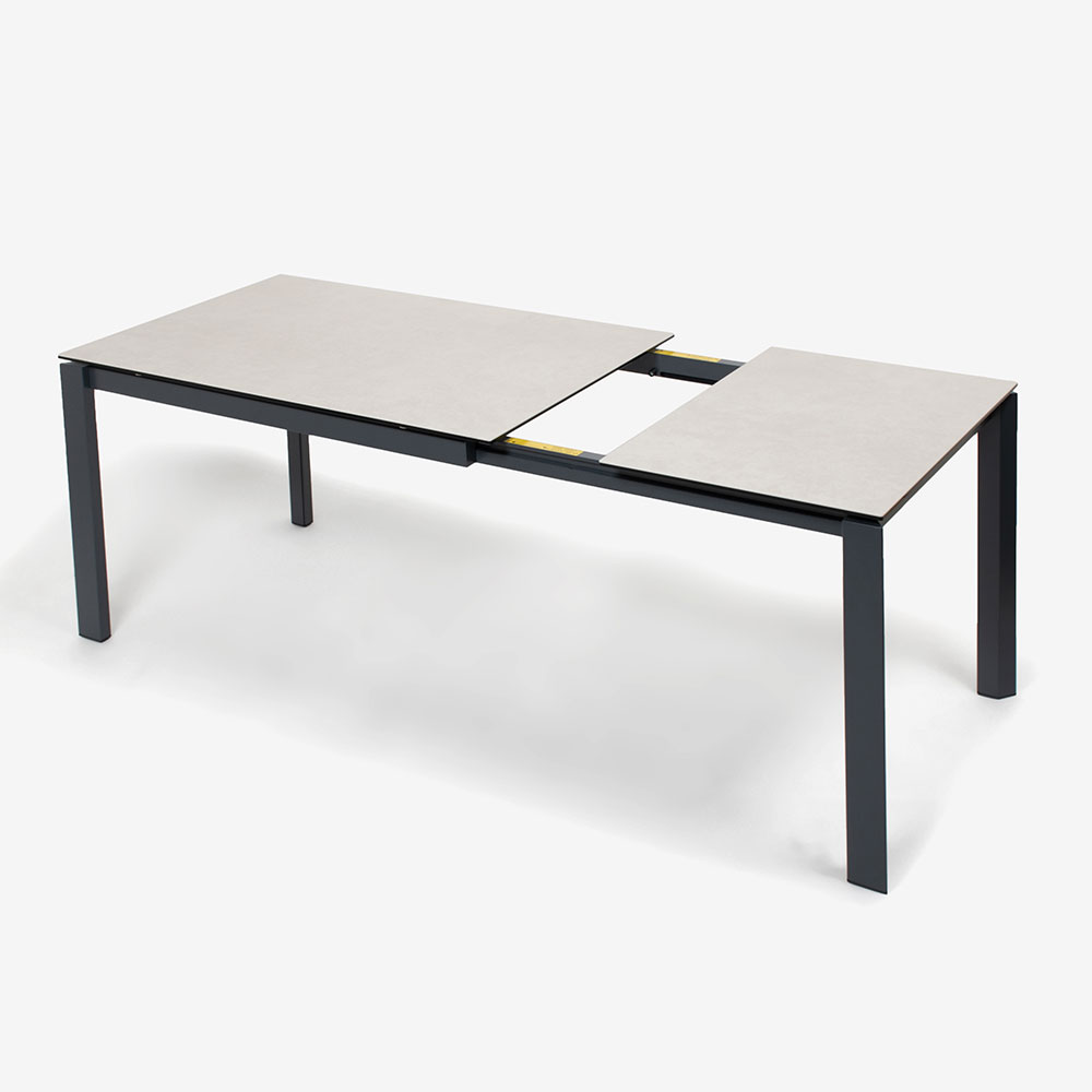 Calligaris（カリガリス）伸長式ダイニングテーブル「Duca CS4089」幅130-190cm 天板セラミック：ソルトホワイト/脚部スチール：マットグレー