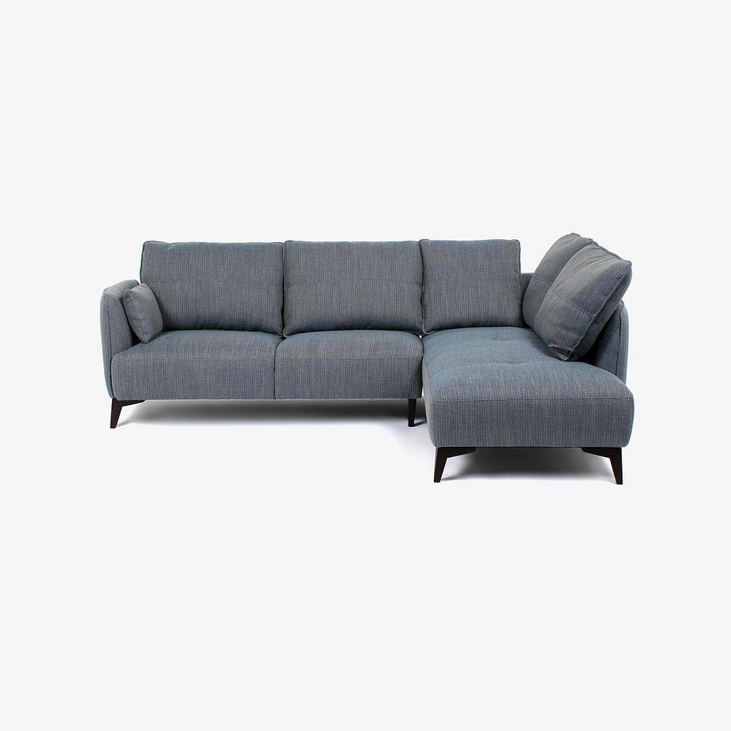 コーナーカウチソファ 3人掛け「アローナ」 幅254cm 布#H5709-10 ネイビー色