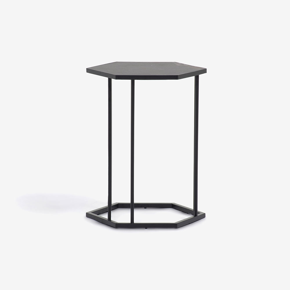 Calligaris（カリガリス）サイドテーブル 「レニーCS5133-EP」六角形 小 セラミック カルカッタブラックマーブル色