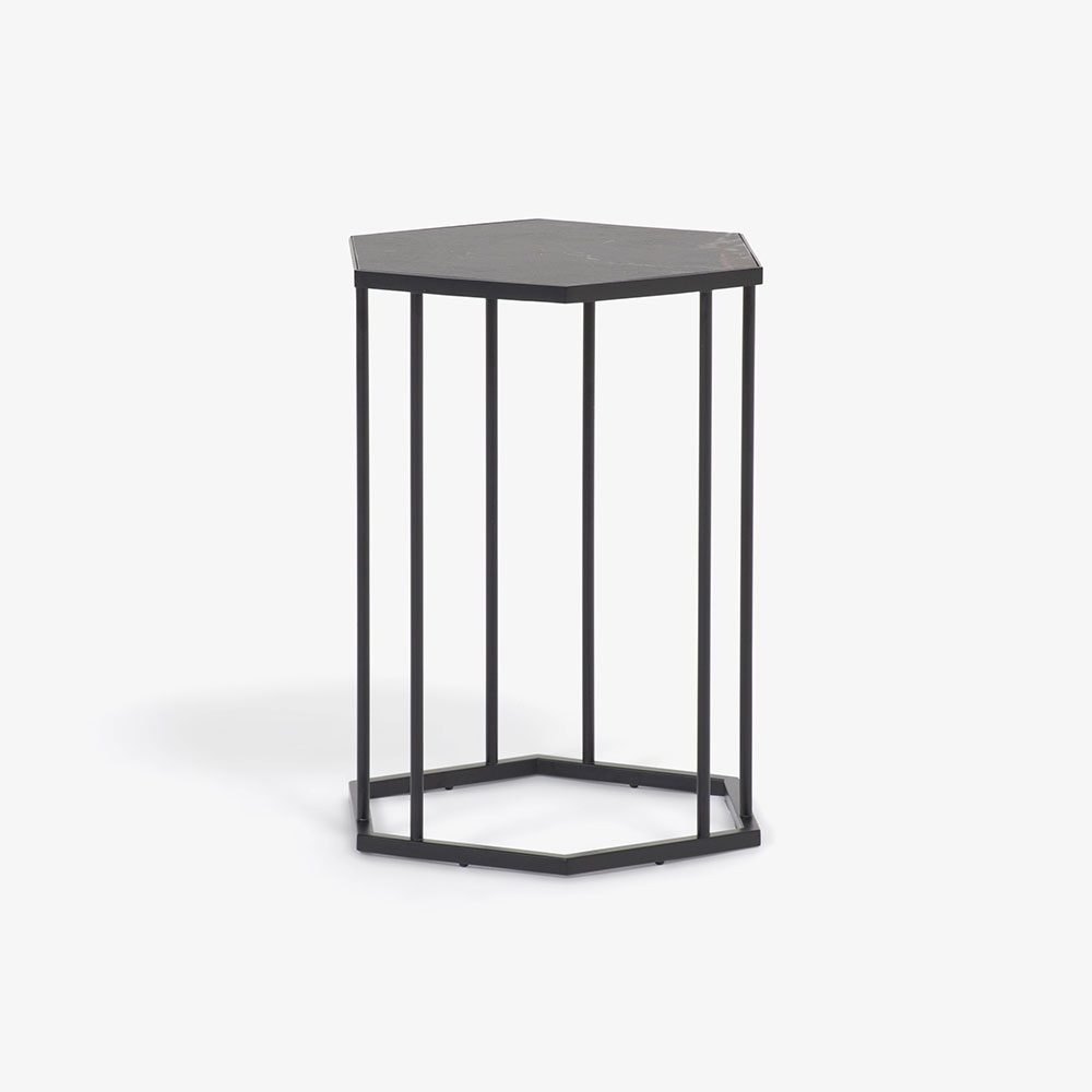 Calligaris（カリガリス）サイドテーブル 「レニーCS5133-EP」六角形 小 セラミック カルカッタブラックマーブル色