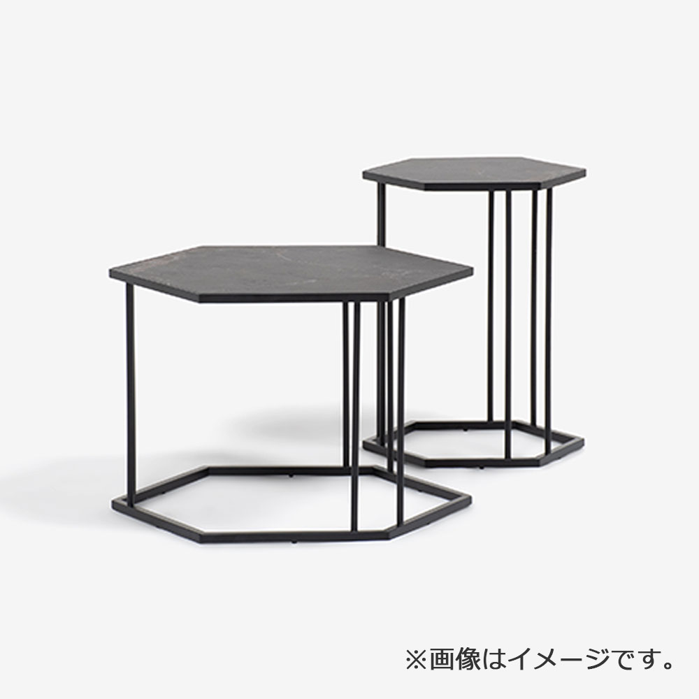 Calligaris（カリガリス）サイドテーブル 「レニーCS5133-EP」六角形 小 セラミック カルカッタブラックマーブル色