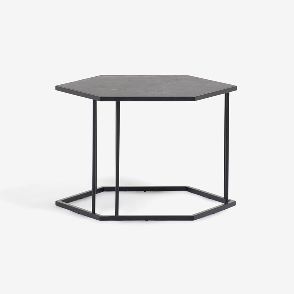 Calligaris（カリガリス）サイドテーブル 「レニーCS5133-EG」六角形 大 セラミック カルカッタブラックマーブル色
