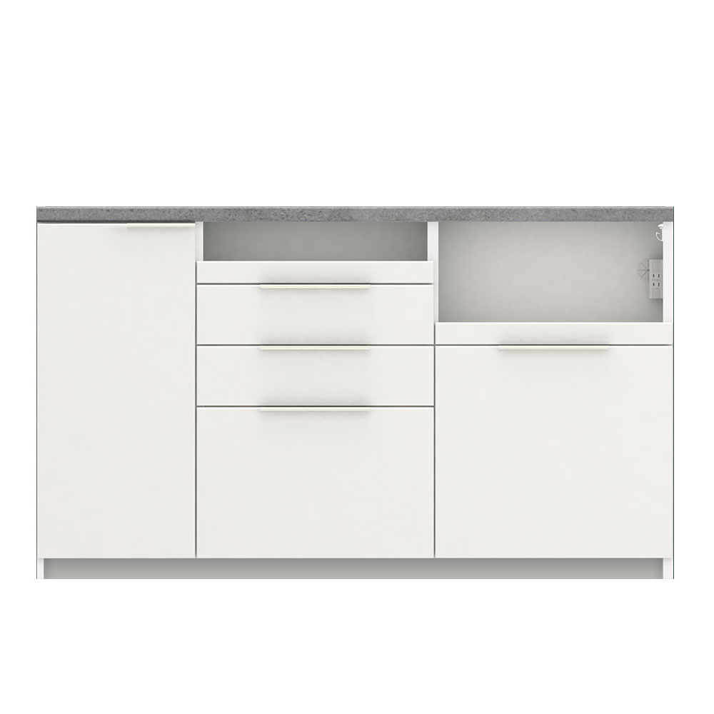 Pamouna（パモウナ）キッチンカウンター「IDA-1600R下台」幅160cm 奥行50cm 高さ93.8cm ハイカウンター 家電収納下引出しタイプ 全3色